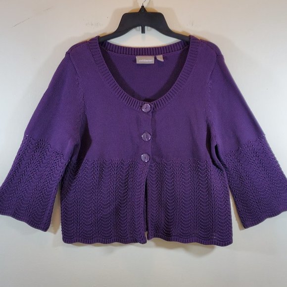 Beautiful Purple Bell Sleeve Cardigan Sweater - Picture 1 of 3